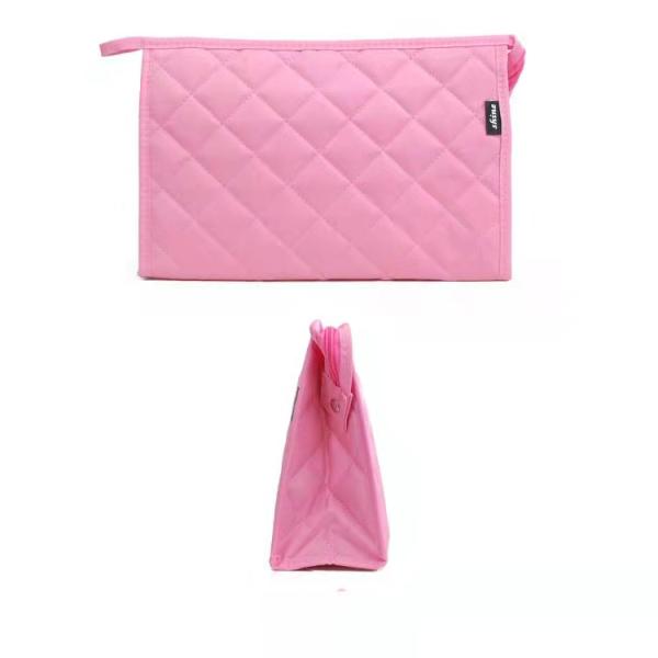 Diamond Stitch Pattern Zipper Cosmetic Bag For Travel 19cm×12cm×6cm