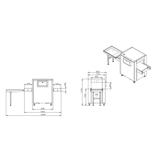 Dual Energy Small Tunnel Security Baggage Scanner SF5030C For Supper Marekt Entrance