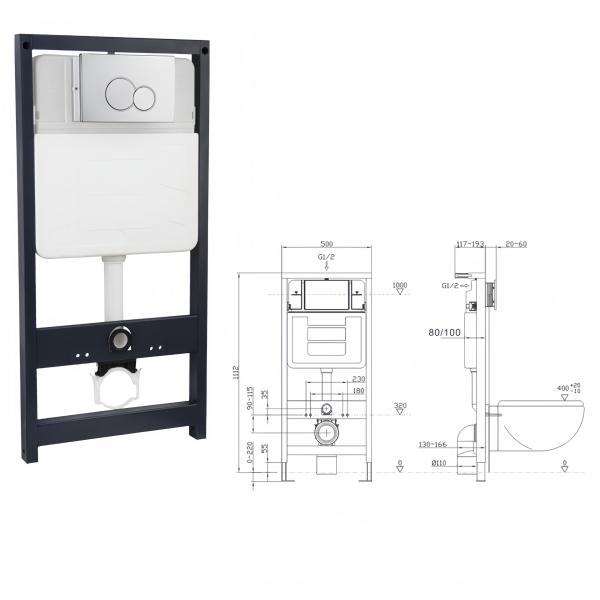 Wall Mounted Concealed Tank Cistern with Stainless Steel Frame and European Watermark