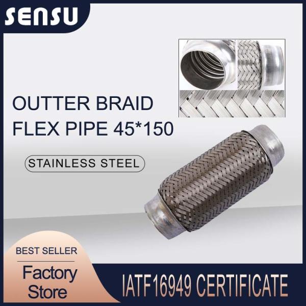 Out Braided Universal Exhaust Flex Pipe 45*150mm Wear Resistance