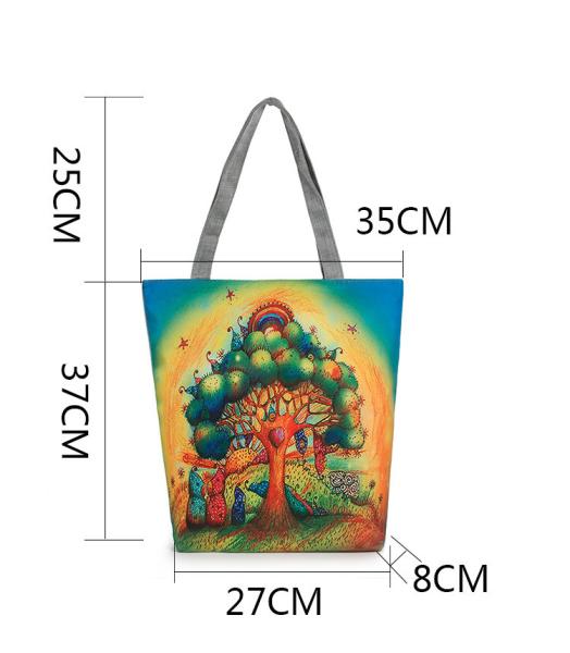 Owl Tree dolls printing women handbag canvas shoulder bag lady