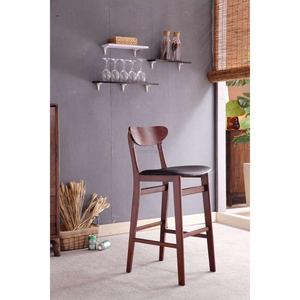 Ash Wood Fabric Modern High Wooden Bar Chair