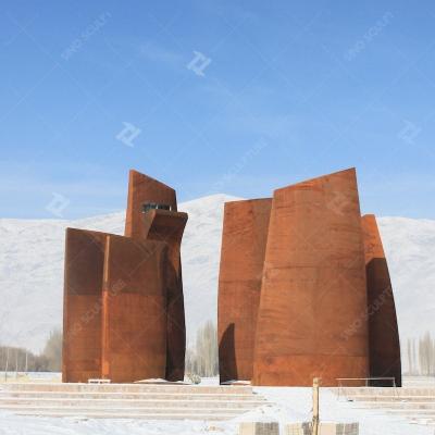 Outdoor Nature Rusted Metal Sculpture , Large Corten Steel Architecture Sculpture