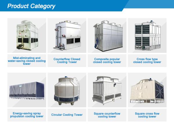 FRP Pvc Film Fill Round Shape Counter Flow Water Cooling Tower with Low Noise and Easy Operation