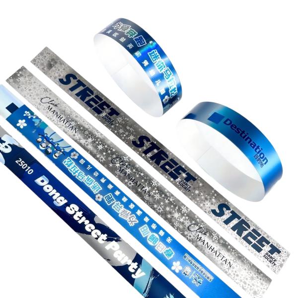 Bracelets en papier pour festival, événement et soirée, effet laser pailleté, 2026