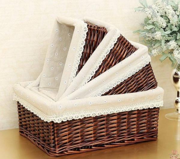 Hand Woven Decoration Organizer Rattan Willow Wicker Cutlery Fruit Storage Tray Home Decoractions Win Boxes basket
