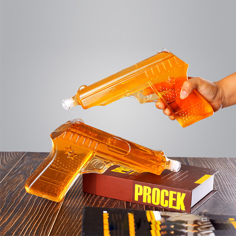 Ясная длина бутылки вискиа 26cm стекла формы оружия руки 500ml
