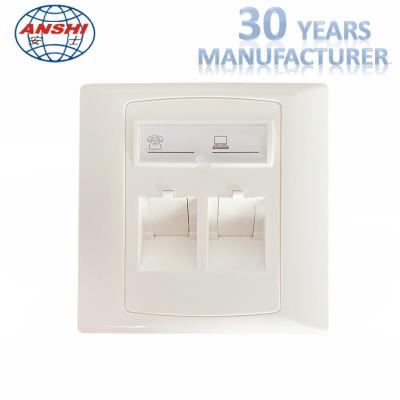 ABS 2 Port Wall Network Cable Faceplate For Workstation