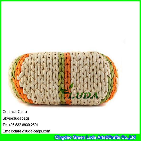 LDYP-039 handwoven small straw hobo bag sunflower wooden handles' cornhusk straw beach bag