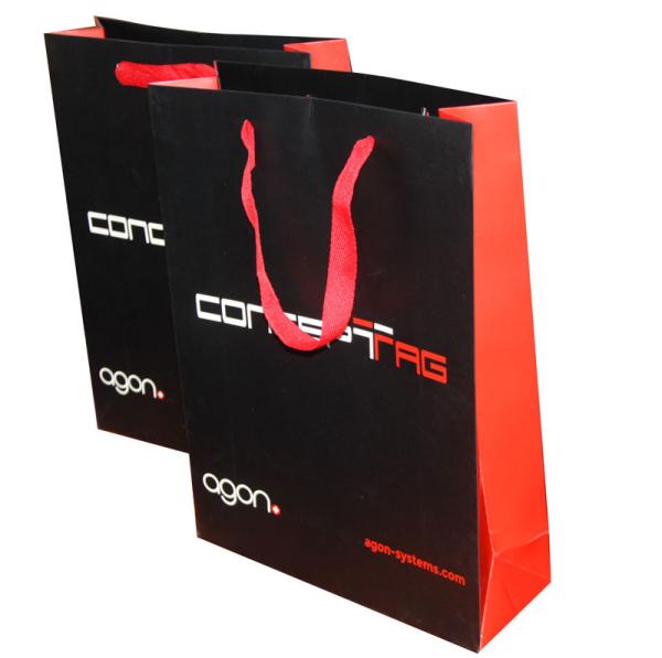 Printed Polythene Carrier Bags Matt Coated , Rope Handle Carrier Bags