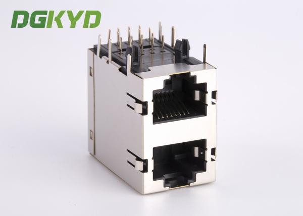 Proteja o conector direito dos ethernet do porto duplo RJ45 de ângulo 2 x 1, 10/100/1000 de BASE-TX