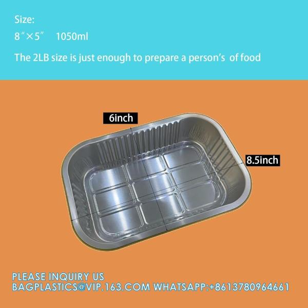 Aluminum Foil Pans With Lids 10pack Heavy Duty 2LB Foil Pan 8.5×6 Disposable, Microwave & Oven Safe Cooking