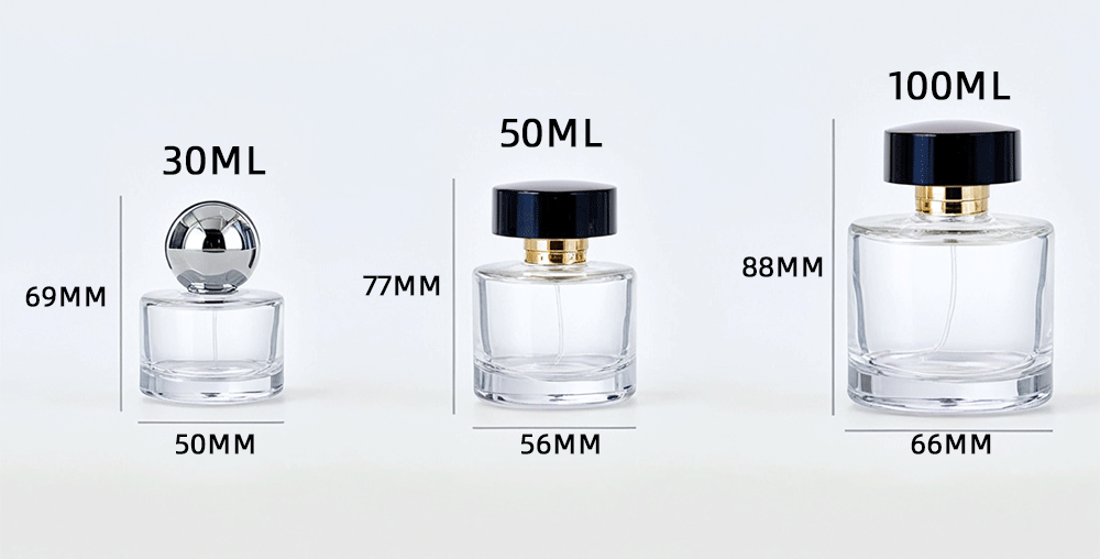 Luxury Cylinder Glass Perfume Bottle 30ml 50ml 100ml Refillable Spray Atomizer Bottle