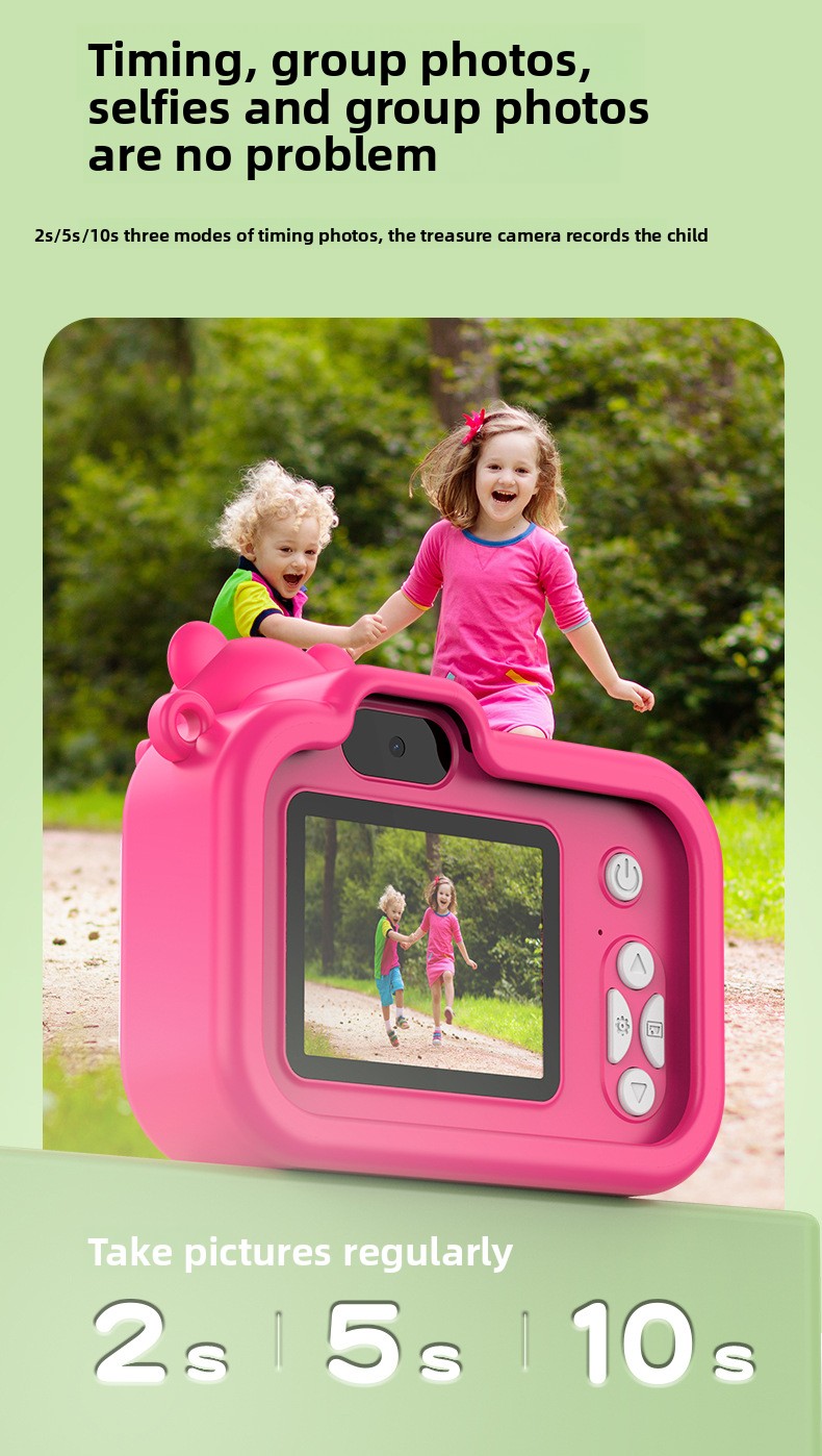 Children's Mini Camera 2-Inch Screen ABS Material Can Take Photos & Videos Play Games HD Children's Toy Cartoon Gift