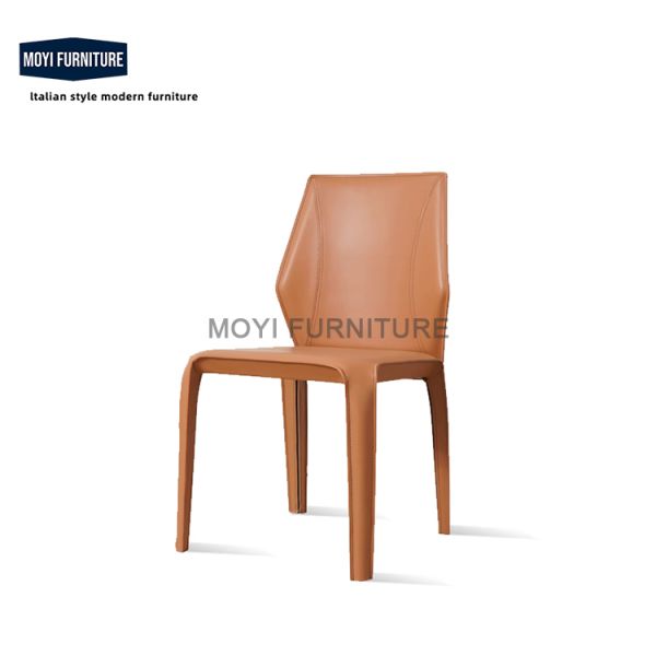 Modern Dinner Chair CUSTOM French Style Retro Leather Dining Chair Metal Hotel Dining Room Furniture Comfortable Seating