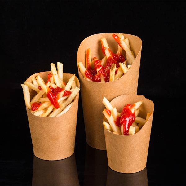 Custom Logo Fast Food Disposable French Fries Kraft Paper Cups Potato Chips paper container For Snack