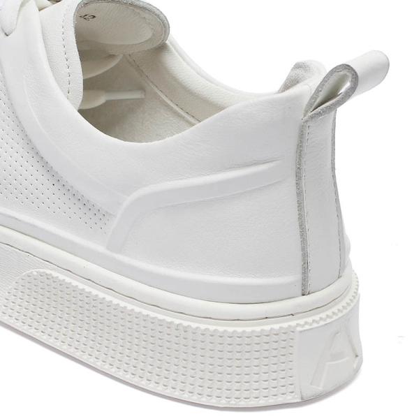White Lace Up Anti Odor Breathable Mens Genuine Soft Leather Sneaker