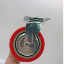 Medium Duty 3 / 4 / 5 Inch Red PVC Universal Caster Wheels with Single Ball Bearing