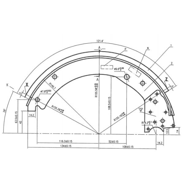 12.25*3.375 Inch Trailer Electric Brakes Shoes Trailer Axle Parts