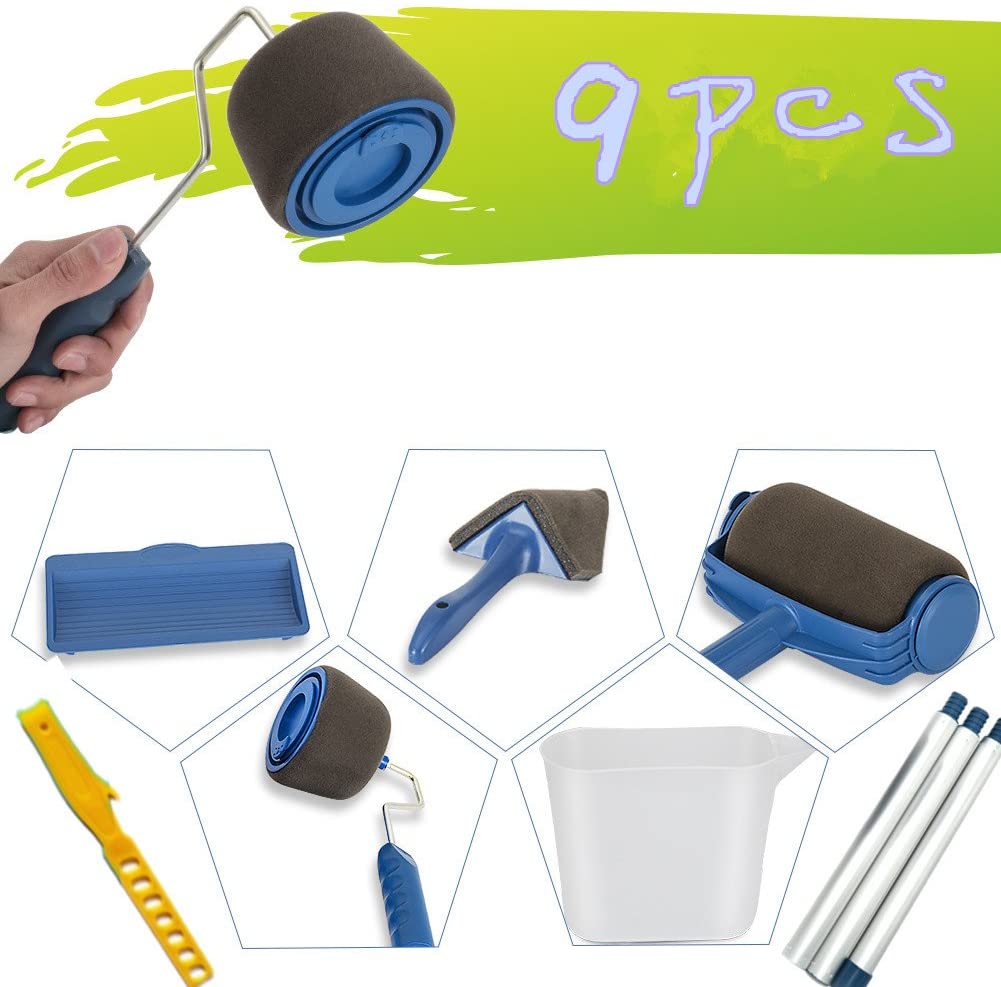 ролик бегуна краски 9Pcs 10CM украшая Pro установил 690g с ручками