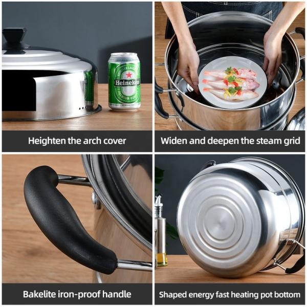 Steamer Pot Oem Hot Selling Large Stainless Steel 2/3 Layer Restaurants Kitchenware Soup Pot Food Steamer Pot With Steamer