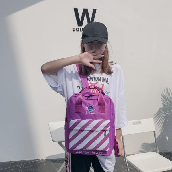 Korean embroidery star stripes handheld backpack personality of students schoolbag