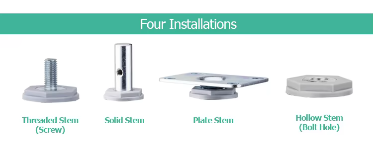 Gray OEM 4 Inch Plastic TPR Silent Swivel Medical Caster Wheel Stem Casters