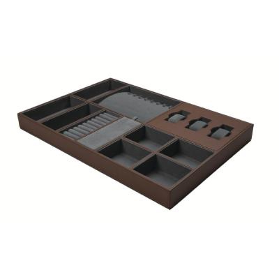 Bandeja organizadora de joyas de cuero de lujo para cajón con integración perfecta