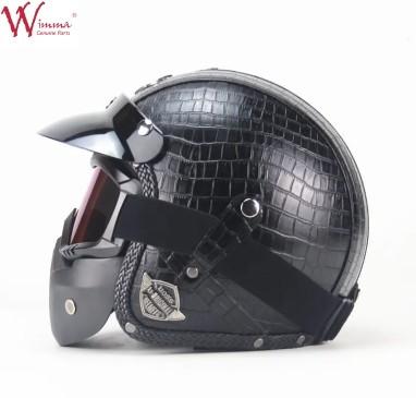 Boa qualidade Imitação pele de crocodilo Retro Full Face capacete de motocicleta com óculos removíveis