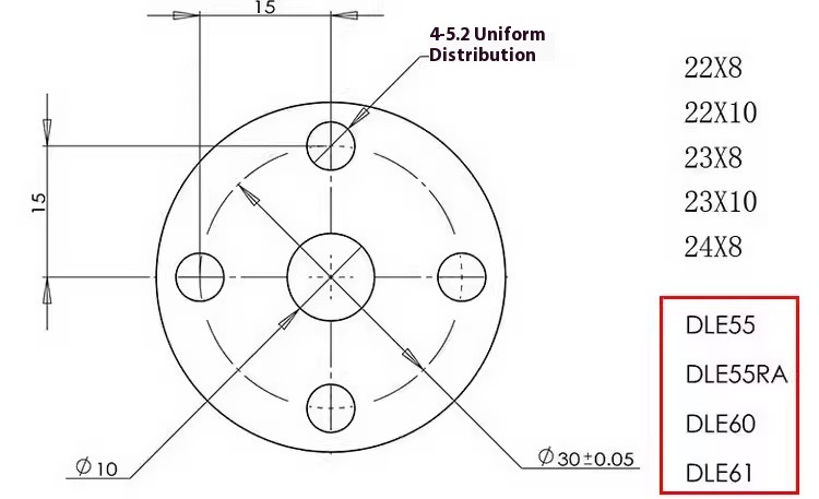 Dle High-Efficiency Wooden Paddle with Gasoline Engine Non-Nylon Plastic Mounting Holes for Drones Accessories
