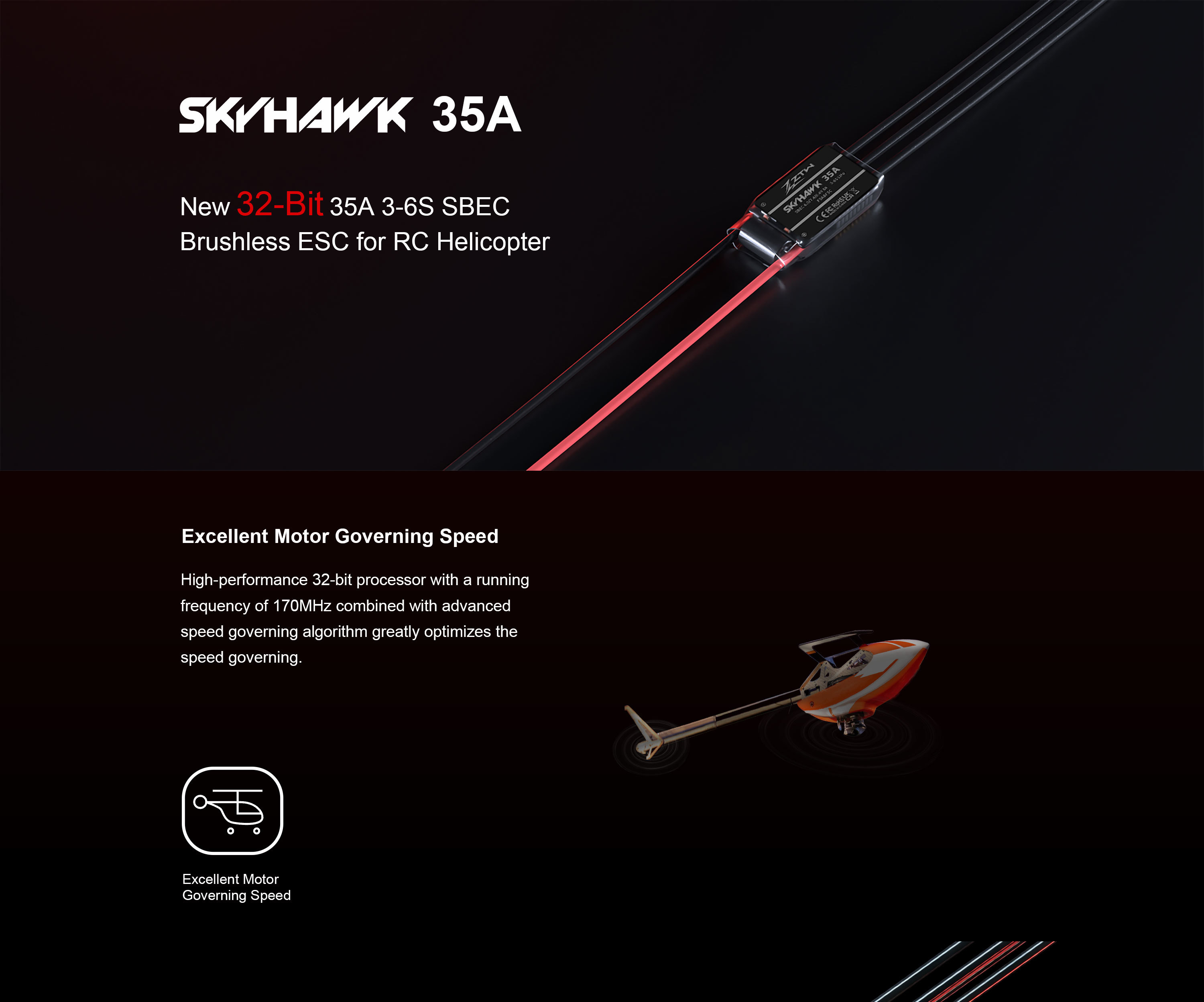 Skyhawk 35A 3-6S SBEC ZTW ESC Fixed Wing ESC For UAV VTOL RC Helicopter