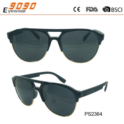Sunglasses in fashionable  design , made of plastic ,suitable for men and women