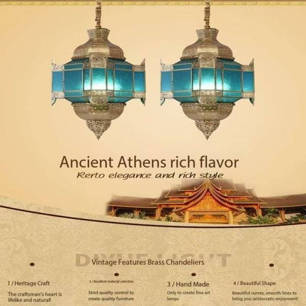 Moroccan Gold Antique Copper Light Copper Hanging Lamps With Dimmer Support