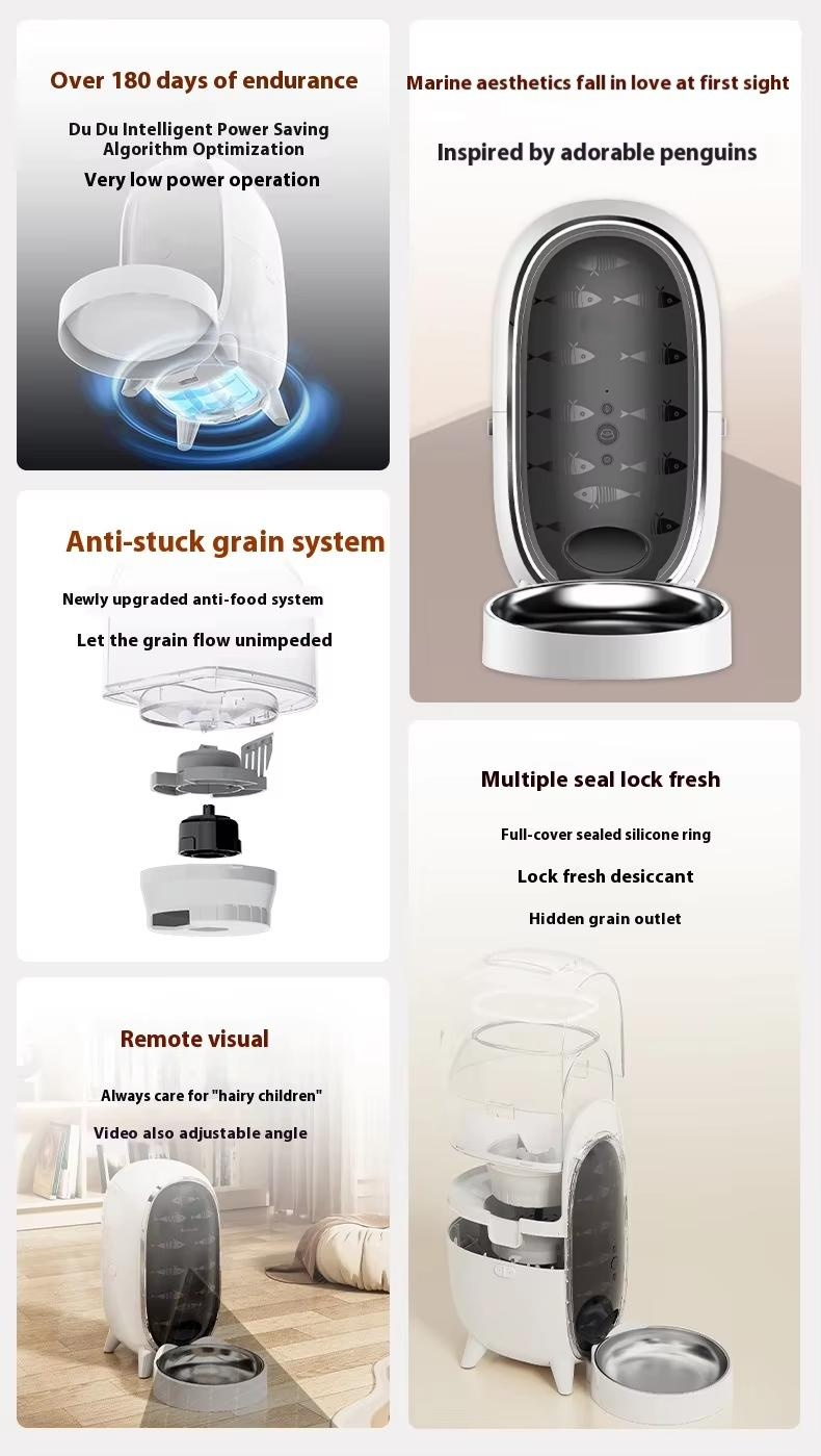 Modern 3L Automatic Stainless Steel Dog Cat Pet Bowl Feeder Eco-Friendly 2-in-1 Portable Charge Remote Control Solid IPX5