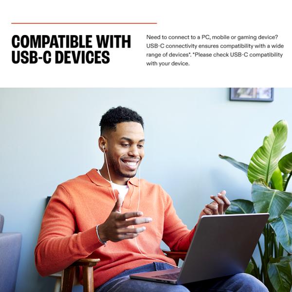 J-B-L TUNE 10C USB-C Wired Hi-Res In-Ear Headphones -Free Flat Cable 3-Button Remote With Microphone Type-C Earphone NO