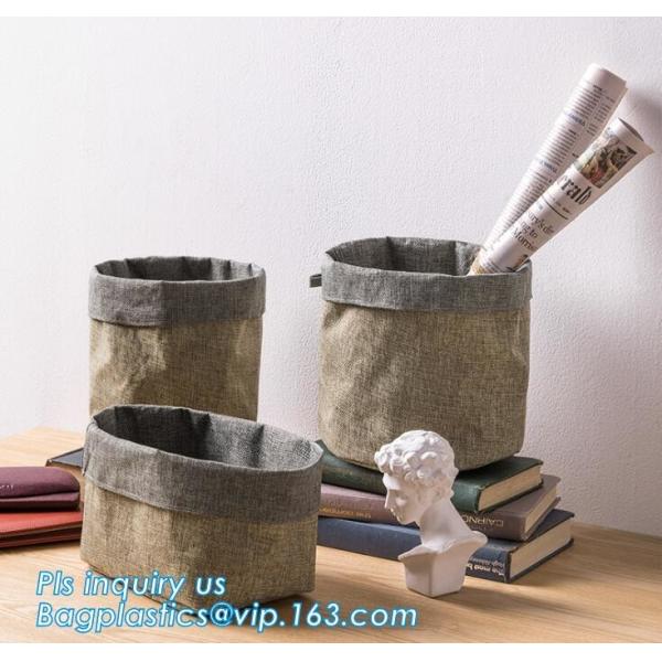 Storage Bins Organizer, Set of 3 Foldable Collapsible Large Cube Fabric Canvas Storage Baskets,Canvas Round Storage Bask