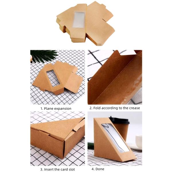 Materiales reciclados Caja de embalaje de sándwich impresa a medida con PVC transparente para llevar