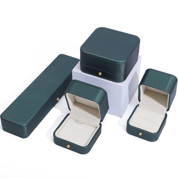 Boîte d'emballage de bijoux en cuir en PU vert pour les boucles d'oreilles de collier de mariage