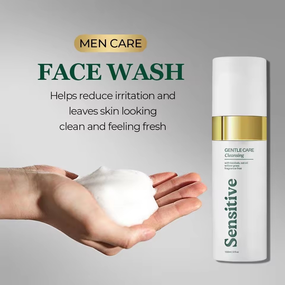 OEM ODM Brand Natural Men's Sensitive Skincare Repair Anti-Aging Hydrating Face Cream & Lotion Antibacterial Oil-Control Cleansing Foam Liquid Cleanser