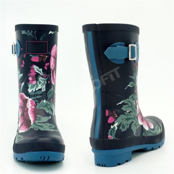 Floral Printed Waterproof Rubber Ankle Boots , Non Slip Size 9 Women'S Rain Boots