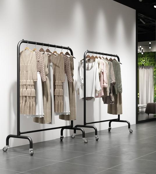 Rolling Commercial Clothing Display Racks 200MM Retail Garment Rack