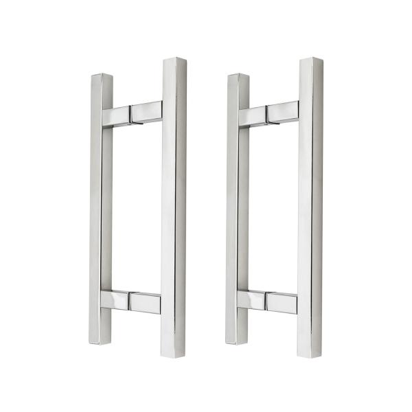 Chinese Design Style CP Finish Commercial H Handle for Frameless Sliding Shower Glass Door Pull Handles
