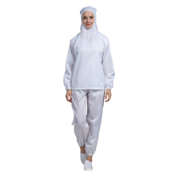 H-1122 Antistatic Dustproof Workwear Polyester Filament Yarn Coverall with Hood Long Sleeve Customizable for Cleanroom Pharmaceutical Electronic Factory