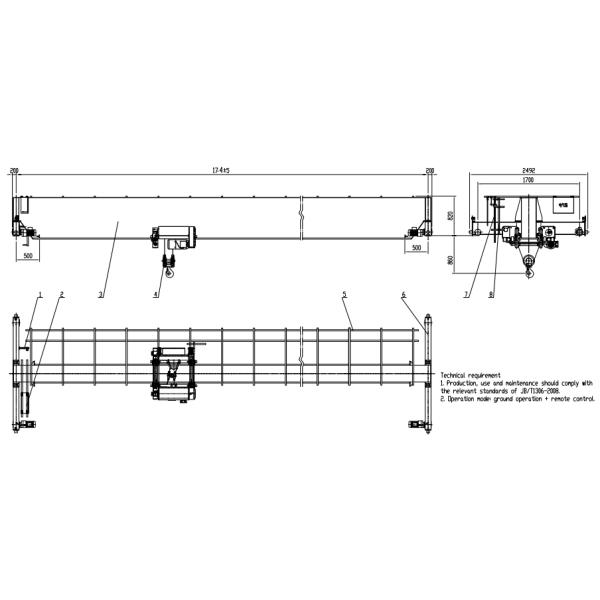 Electric Mobile Rail Single Beam Overhead Crane European Design 18m A5