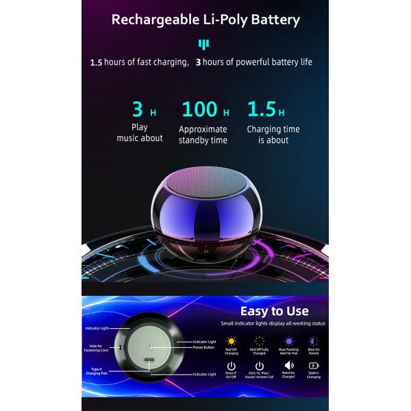 Mini Metal Style Portable Good Sound Bluetooth TWS Subwoofer Wireless Speaker Built-in Microphone for Easy Communication