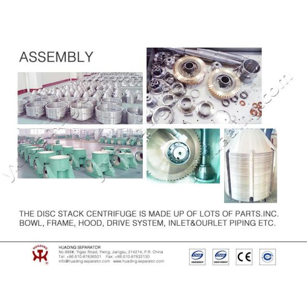 CE Juice Disc Stack Separator Disk Stack Centrifuge For Food Industry