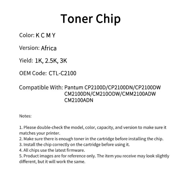 Compatible CTL C21000H Toner Chip For Pantum CP2100D CP2100DN CP2100DW CM2100DN