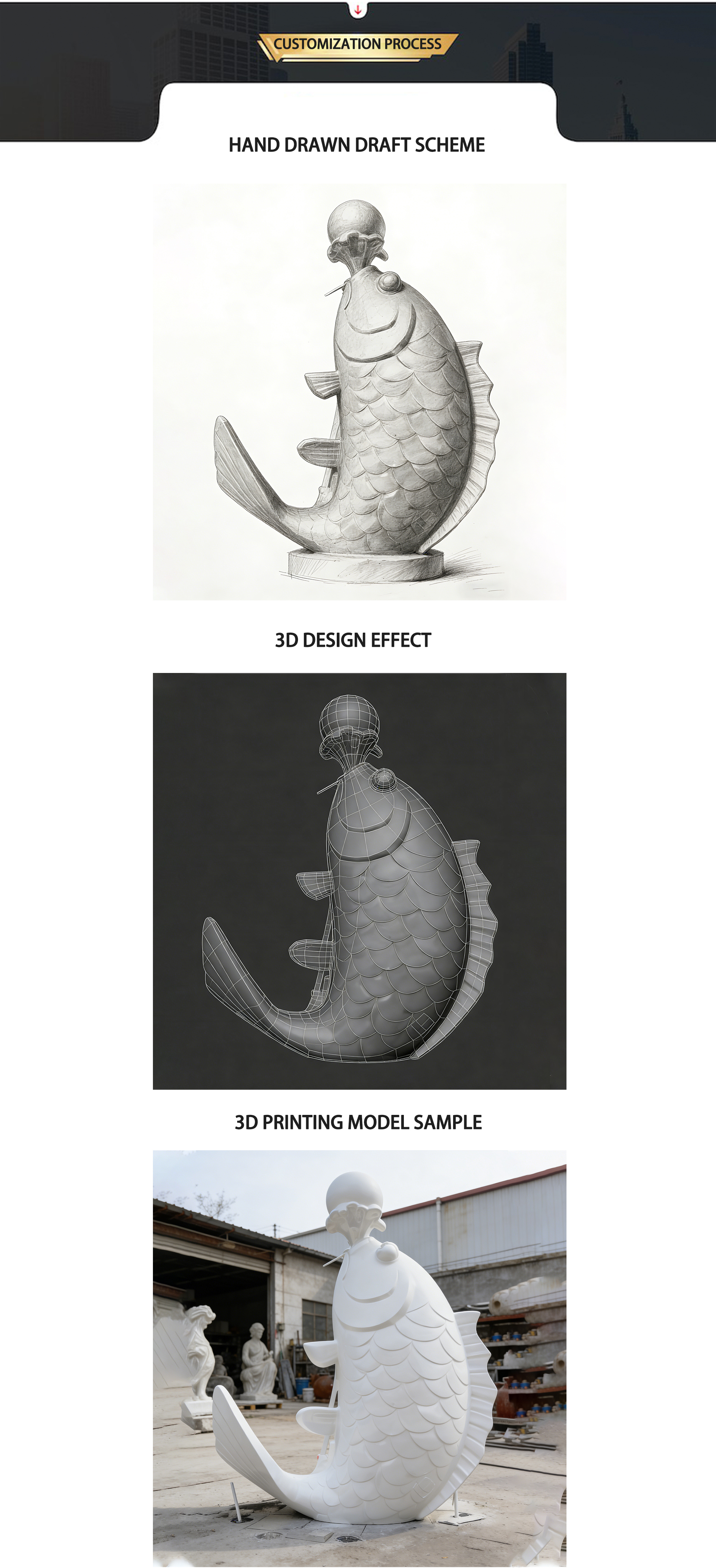 Modern Animal Fish Stainless Steel Sculpture Custom Outdoor Decor Large Sculpture