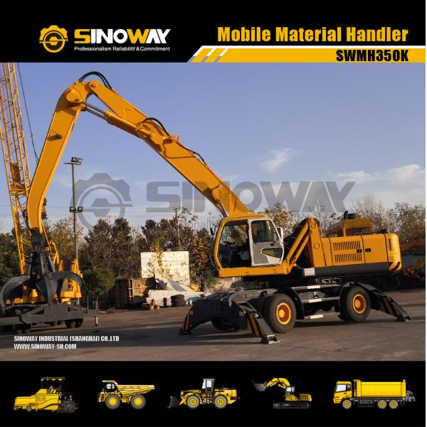 35 Ton Hydraulic Material Handler On Wheel For Steel Scrap Handling 12 Months Warranty