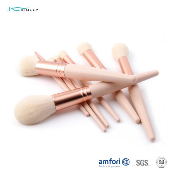 Wooden Handle 8pcs Travel Makeup Brush Set Premium Synthetic Hair
